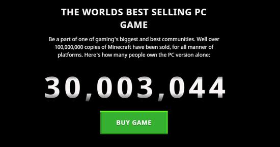 我的世界PC版销量超3000万 全平